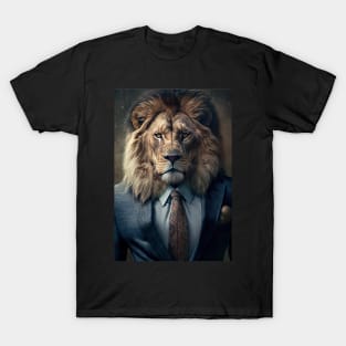 Portrait of a Handsome Lion wearing a suit T-Shirt